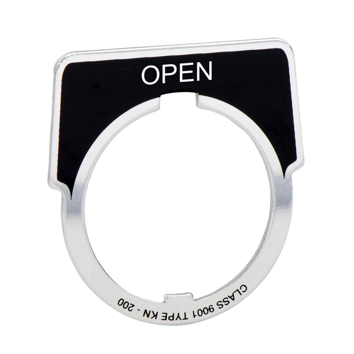 9001KN209 Legend, Harmony 9001K, Harmony 9001SK, 30mm, aluminium, black with silver letters, 40x43mm, marking OPEN