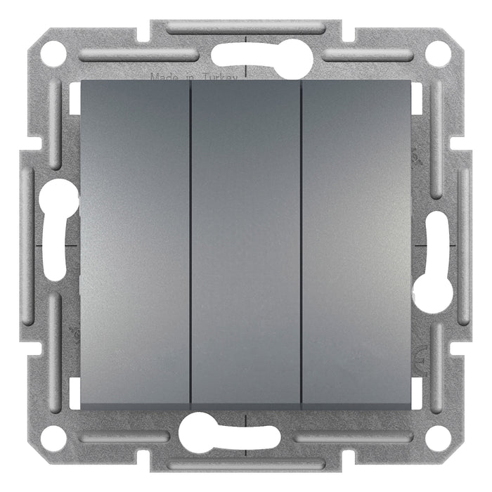 EPH2100162 Asfora - 3 circuits switch without frame - steel