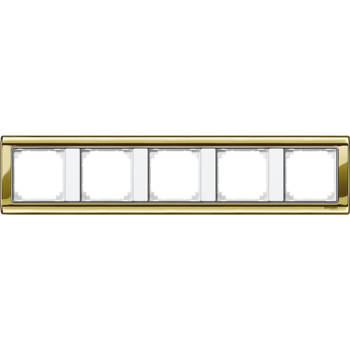 MTN487519 M-Star frame, 5-gang, polished brass/polar white