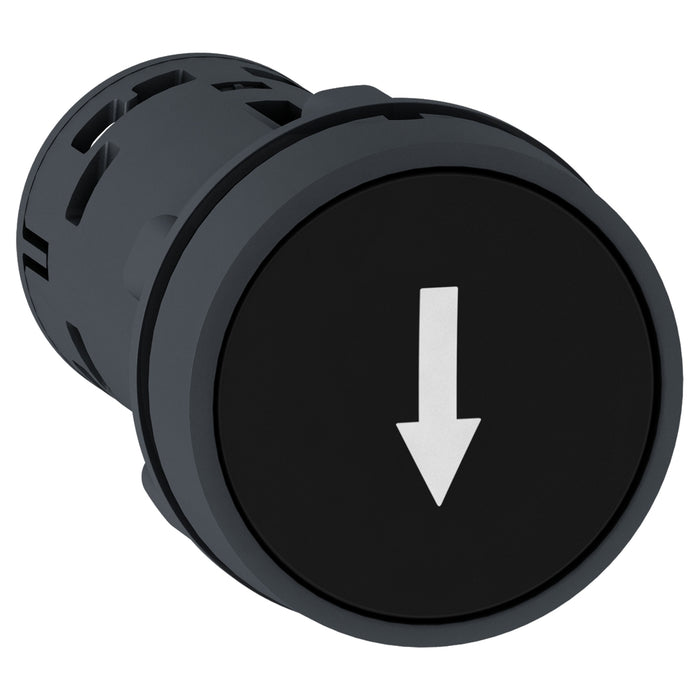 XB7NA21343 Monolithic push button, Harmony XB7, plastic, black, 22mm, spring return, marked DOWN ARROW, 1NO