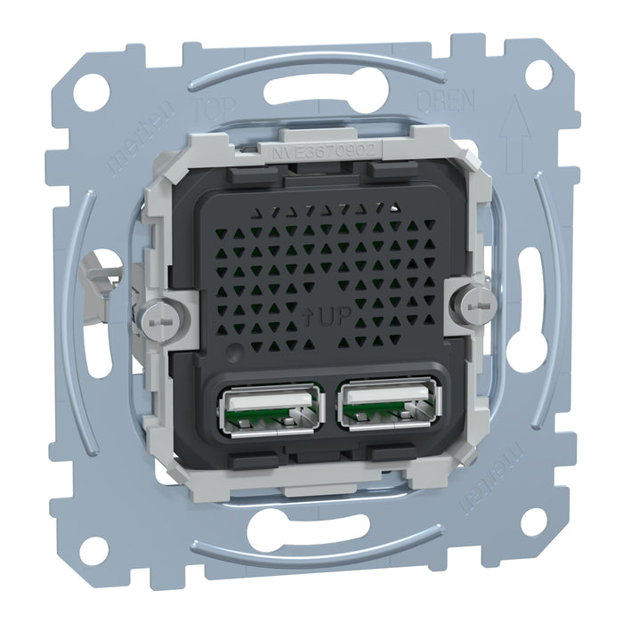 MTN4366-0100 USB charger, Merten system M, Double insert, 2.1 A