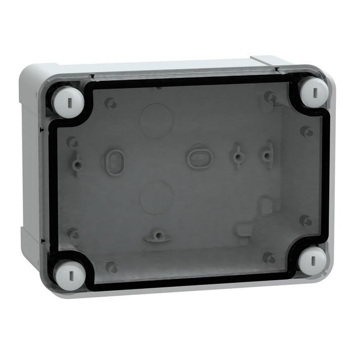 NSYTBS16128T ABS box IP66 IK07 RAL7035 Int.H150W105D80 Ext.H164W121D87 Transp.cover H20