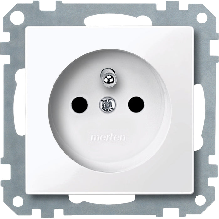 MTN284225 Socket-outlet insert with earth. pin and shutter, active white, glossy, System M