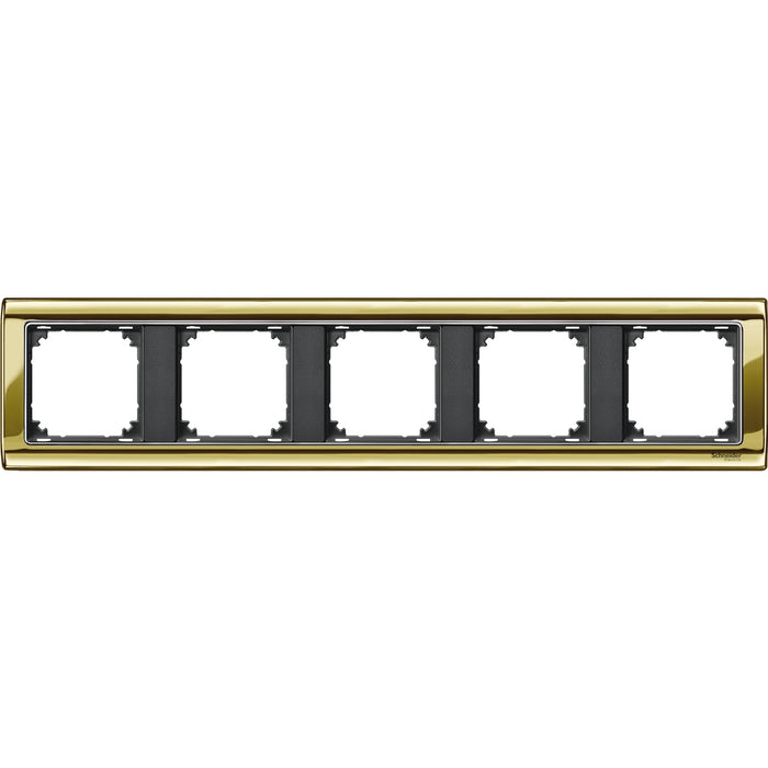 MTN487514 M-Star frame, 5-gang, polished brass/anthracite