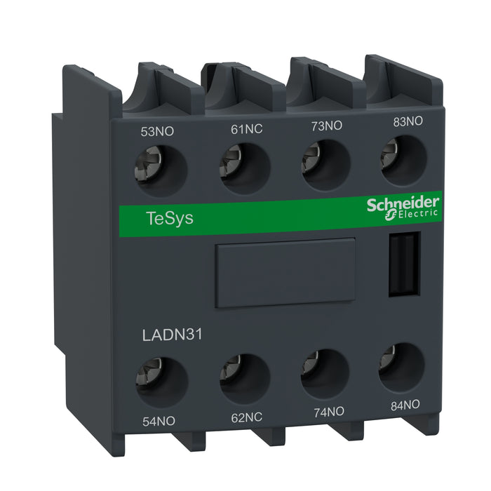 LADN31 Auxiliary contact block, TeSys Deca, 3NO + 1NC, front mounting, screw clamp terminals