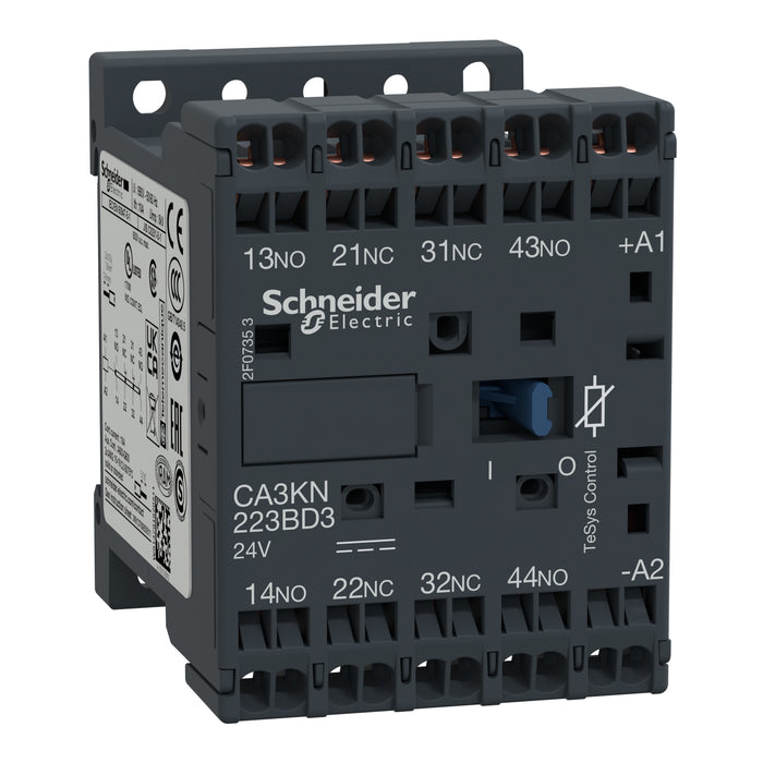 CA3KN223BD3 control relay, TeSys K, 4P(2NO+2NC), 690V, 24V DC coil,spring terminal