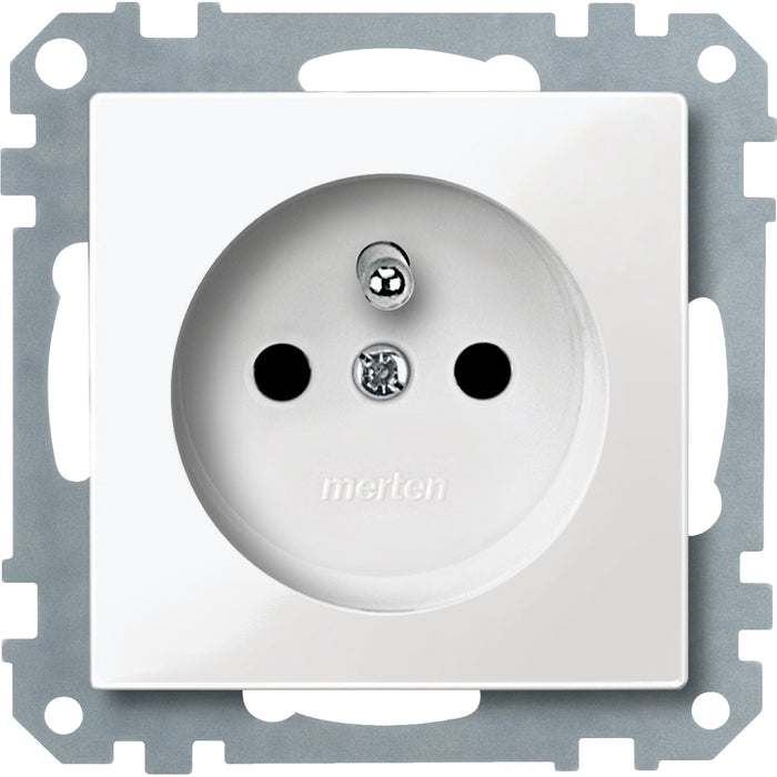 MTN284219 Socket-outlet insert with earth. pin and shutter, polar white, glossy, System M