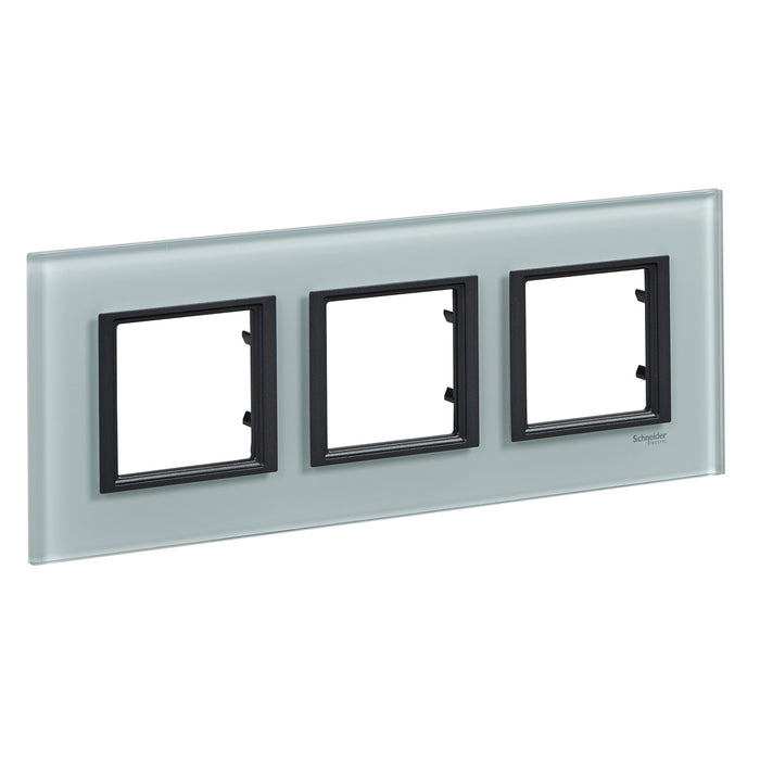 MGU68.006.7C3 Unica Class - cover frame - 3 gangs - grey glass