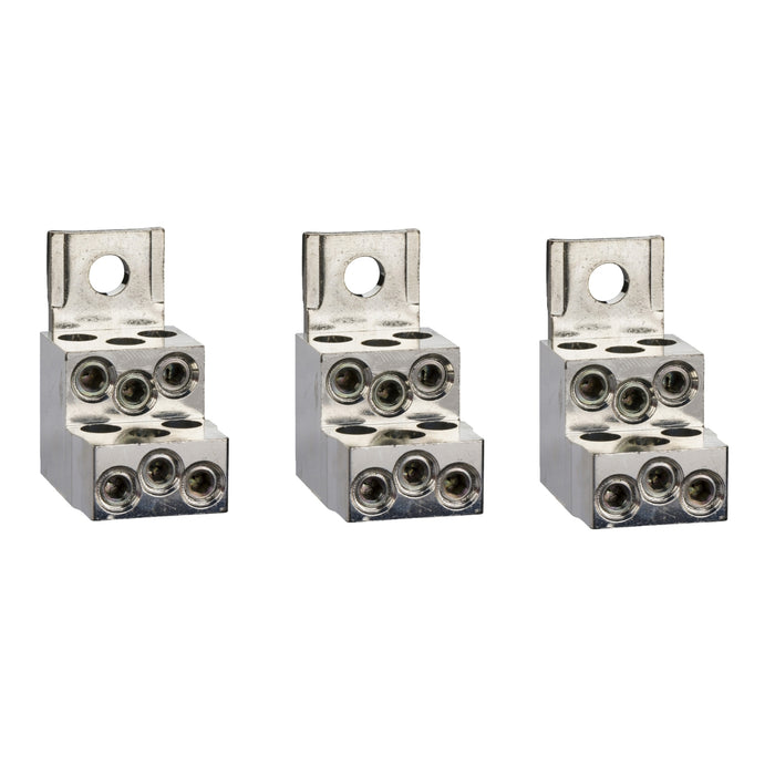 LV429248 Aluminium bare cable connectors, ComPacT NSX, for 6 cables 1.5mm² to 35mm², 250A, set of 3 parts