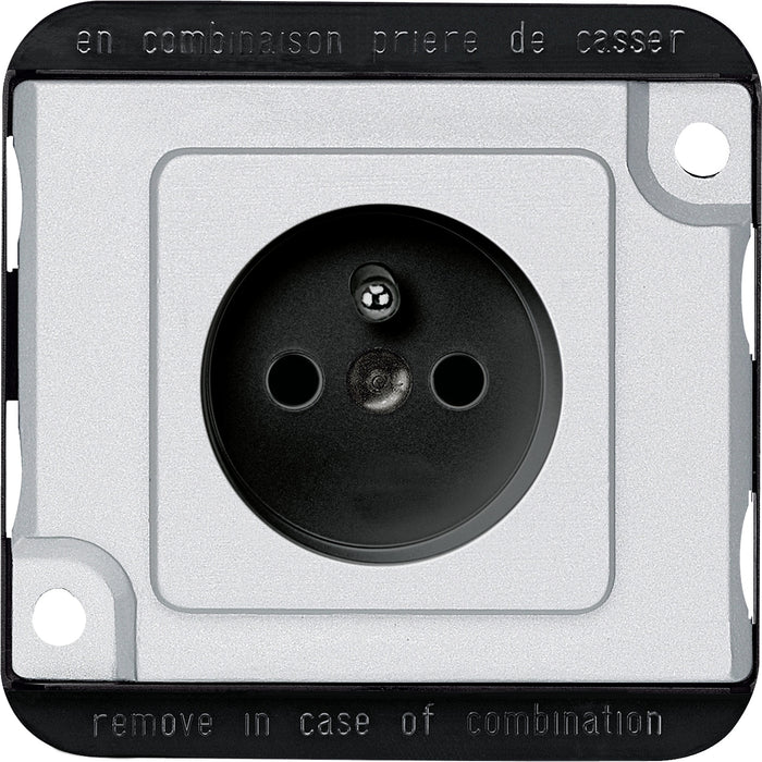 MTN2500-7060 Socket-outlet pin-earth, insert w.shutter, screwless term., alum., Antivandalism