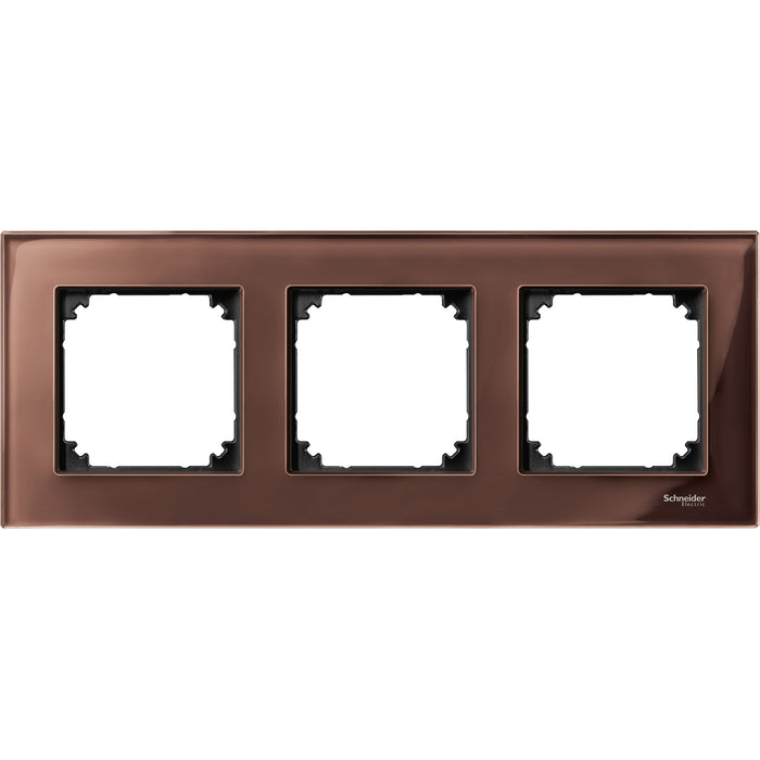 MTN4030-3215 Cover frame, Merten M-Elegance glass, 3 gangs, mahogany brown