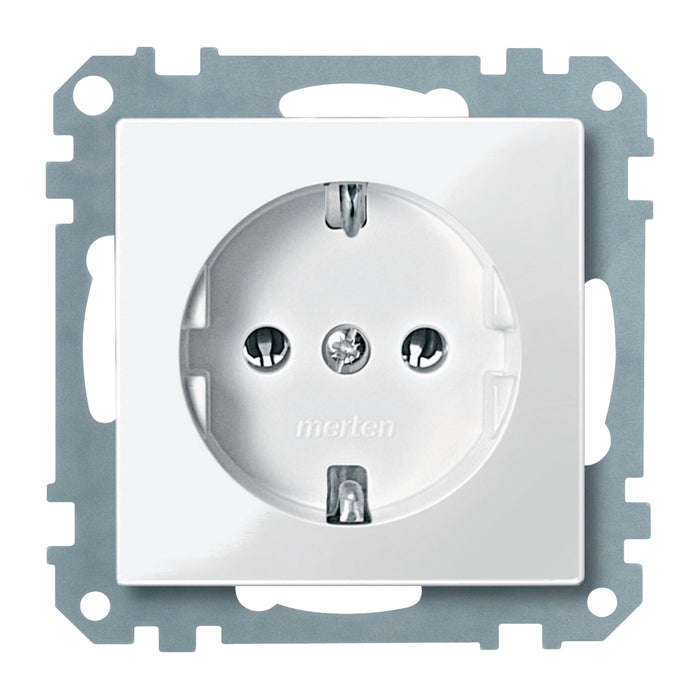 MTN273419 SCHUKO socket-outlet insert with screw terminals, polar white, glossy, System M