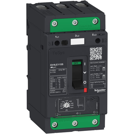 GV4LE115N Motor circuit breaker, TeSys GV4, 3P, 115A, Icu 50kA, magnetic, EverLink terminals - Gabby Electric
