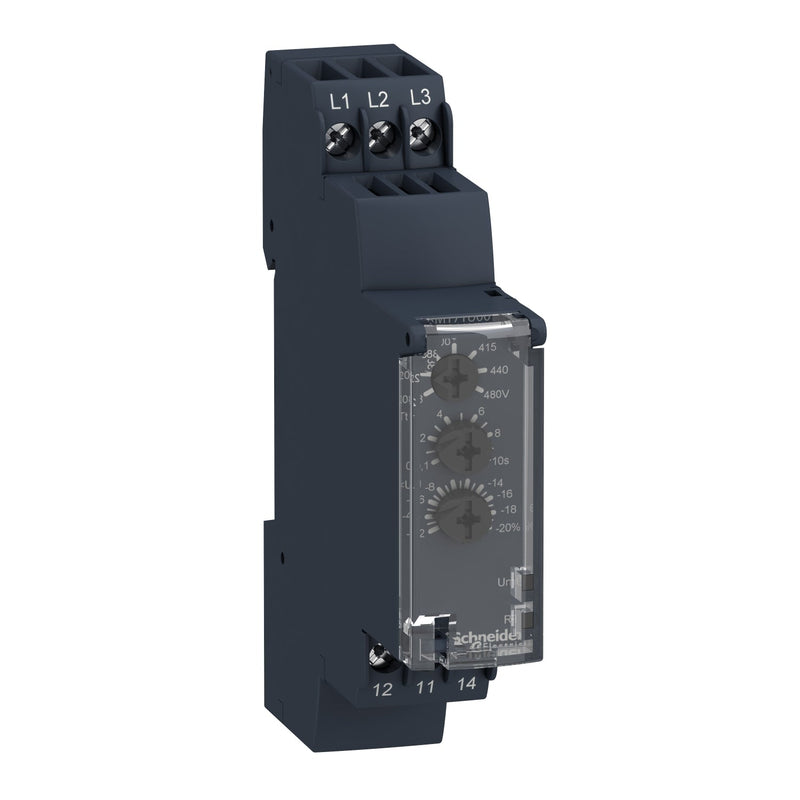 RM17TU00 Schneider Electric Harmony, Modular multifunction 3 - phase supply control relay, 5 A, 1 CO, 208...480 V AC