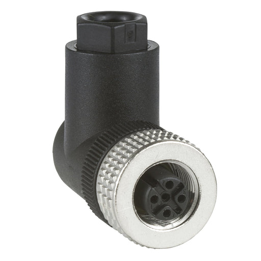 XZCC12FCM40B Female, M12, 4 pin, elbowed connector, cable gland Pg 7 - Gabby Electric